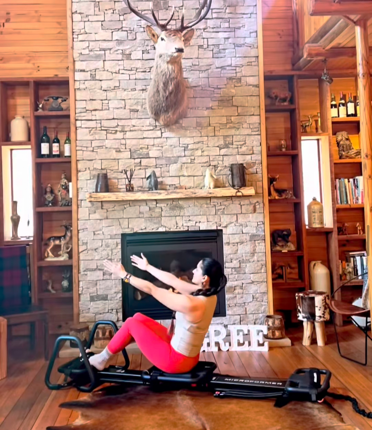 Cozy indoor session by the fireplace