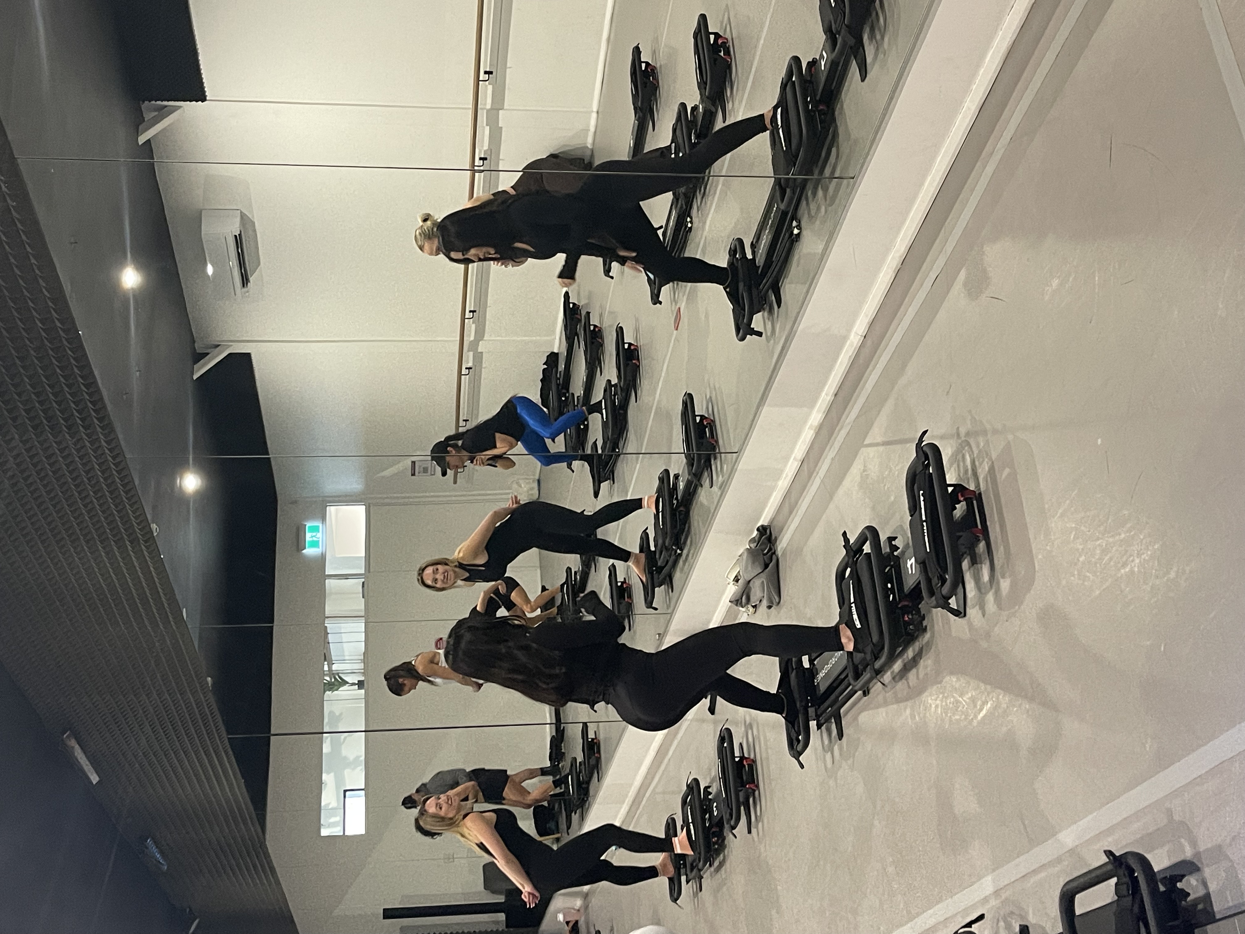 Standing balance exercises in studio