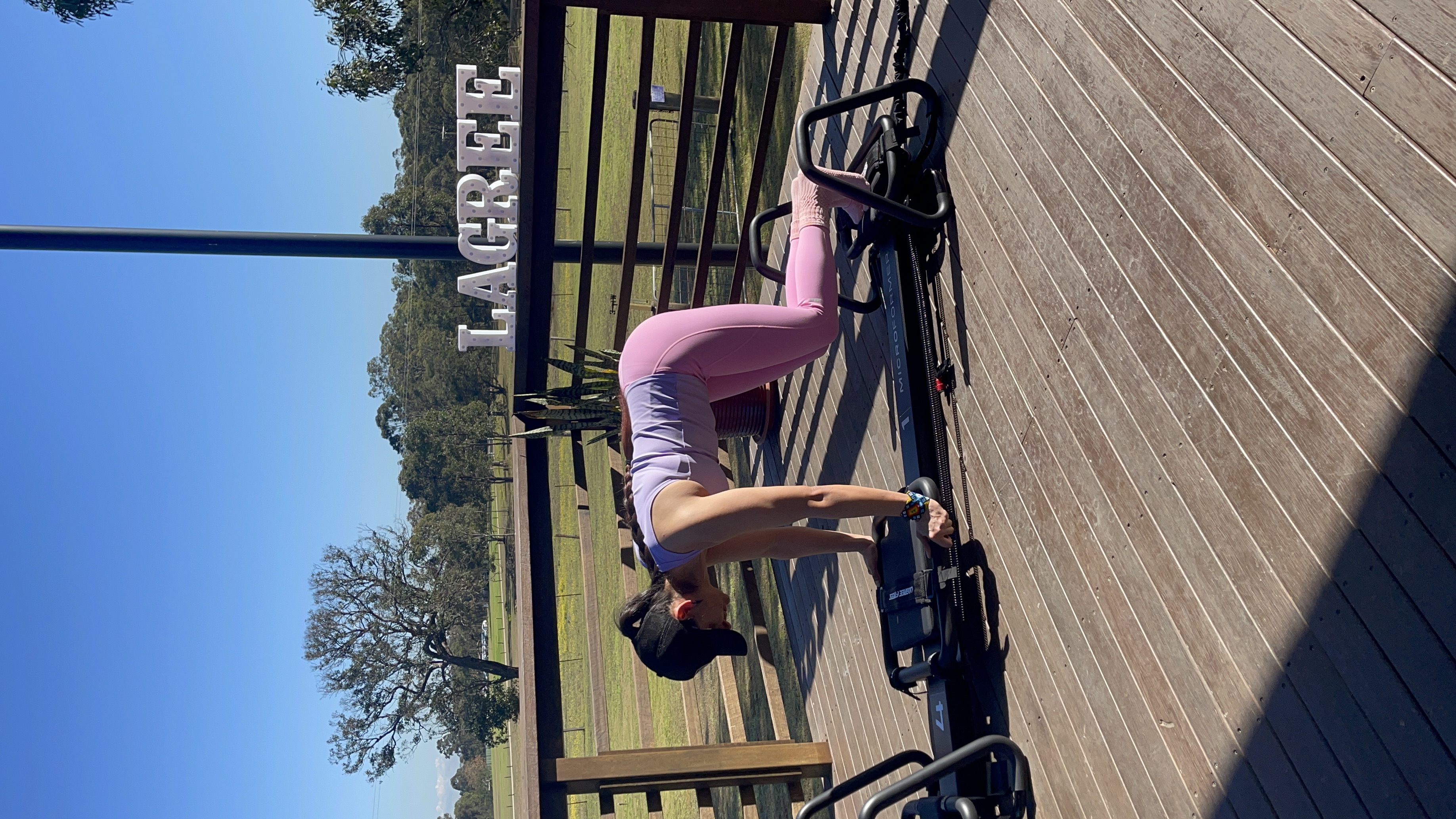 Elevated deck workout at sunrise