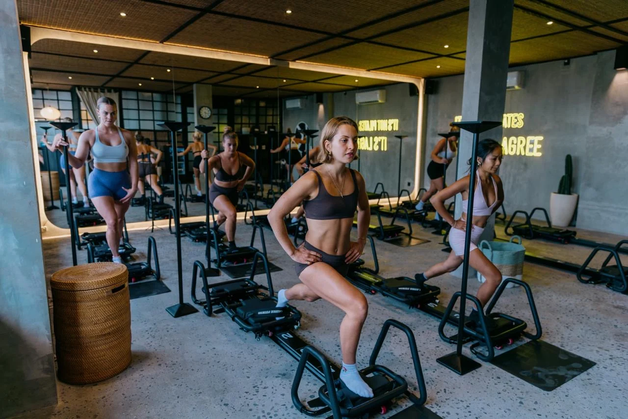 Lagree class in session with participants